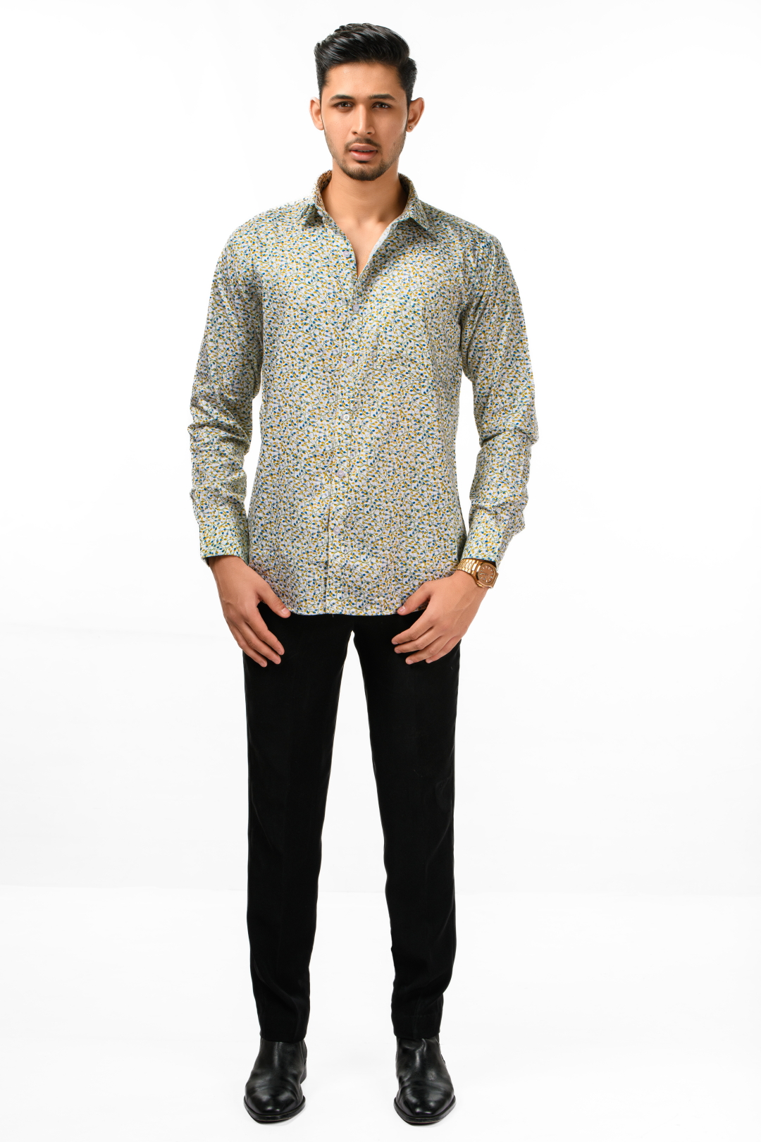 Tissufin White With Mullite Color Floral Printed Pure Cotton Shirt